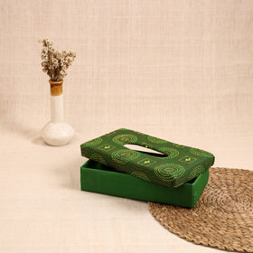 Green - handcrafted bengal kantha work tissue box 18