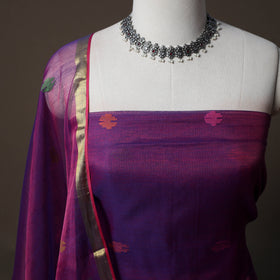 Handwoven Phulia Jamdani Muslin Silk 2pc Unstitched Dress Material Kurta Set 63