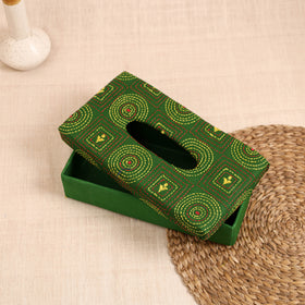 Green - handcrafted bengal kantha work tissue box 18