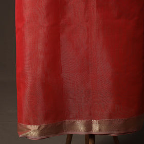 Red - 2pc Zari Work Handloom Maheshwari Silk Unstitched Dress Material Kurta Set 20