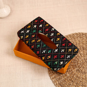 Yellow - handcrafted bengal kantha work tissue box 01