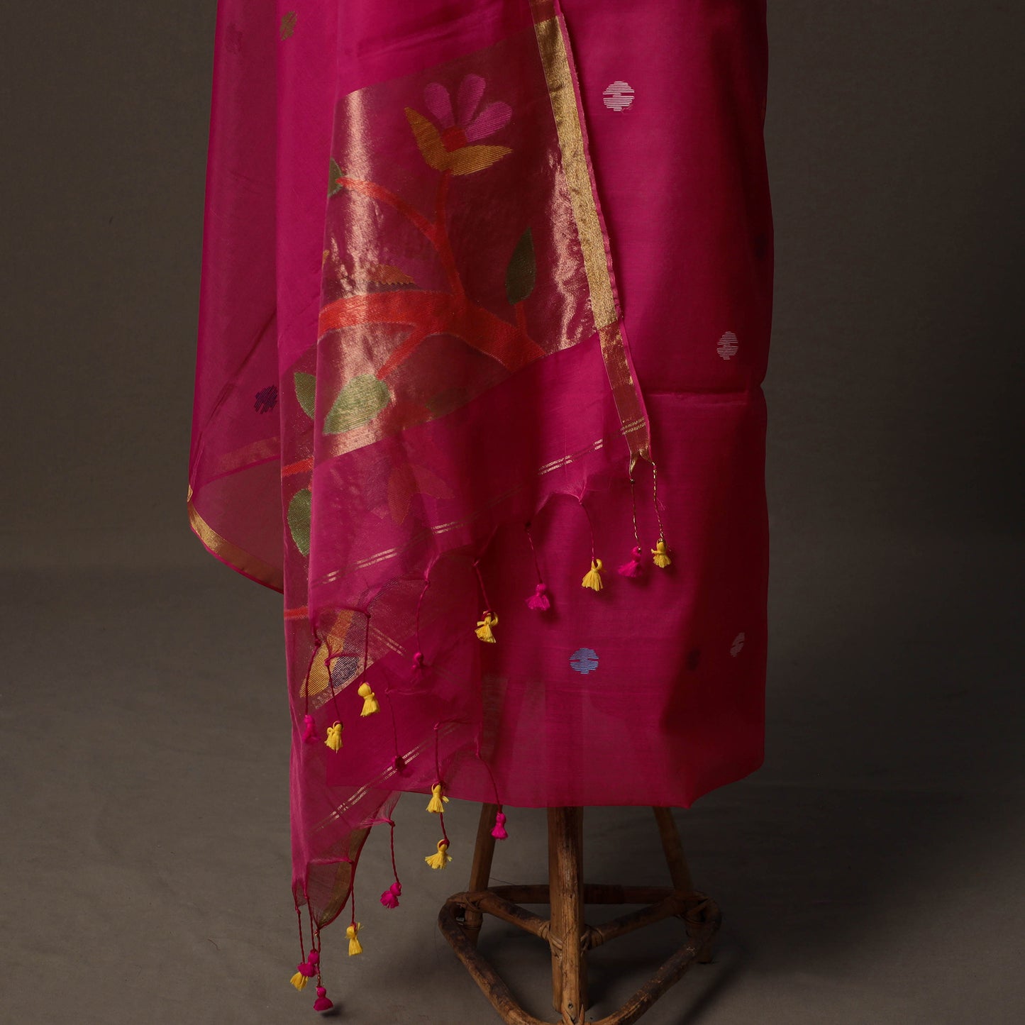 Handwoven Phulia Jamdani Muslin Silk 2pc Unstitched Dress Material Kurta Set 64