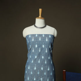 Grey - Pochampally Ikat Weave 3pc Cotton Unstitched Dress Material Suit Set 34