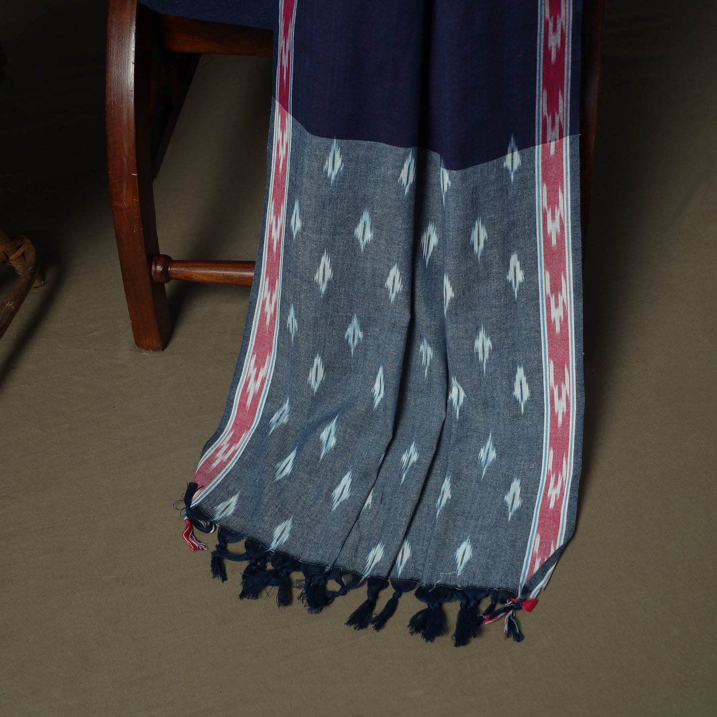 Grey - Pochampally Ikat Weave 3pc Cotton Unstitched Dress Material Suit Set 34