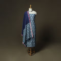 Grey - Pochampally Ikat Weave 3pc Cotton Unstitched Dress Material Suit Set 34