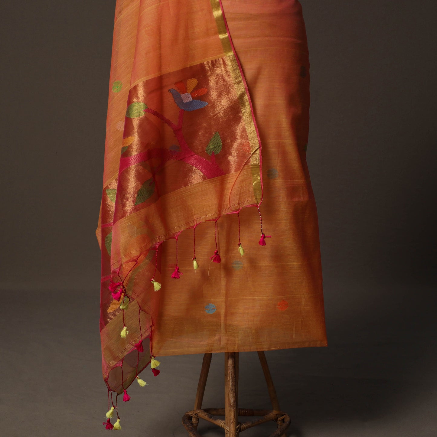 Handwoven Phulia Jamdani Muslin Silk 2pc Unstitched Dress Material Kurta Set 65