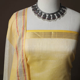 Yellow - 2pc Handloom Maheshwari Silk Unstitched Dress Material Kurta Set 23
