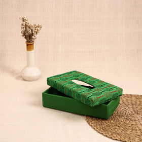 Green - handcrafted bengal kantha work tissue box 09
