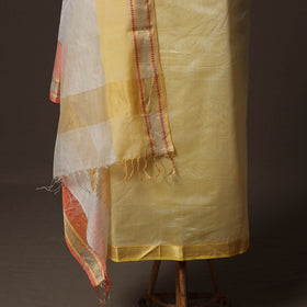 Yellow - 2pc Handloom Maheshwari Silk Unstitched Dress Material Kurta Set 23