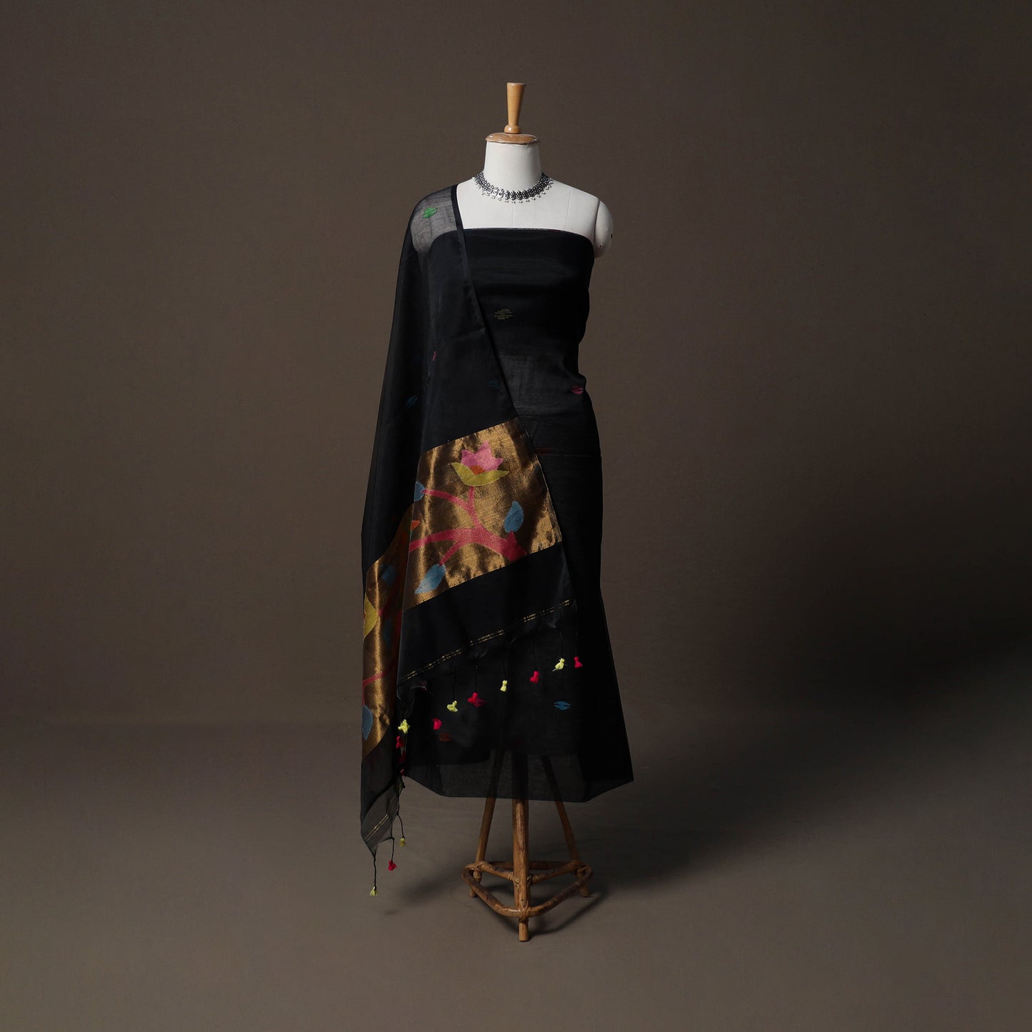 Handwoven Phulia Jamdani Muslin Silk 2pc Unstitched Dress Material Kurta Set 66