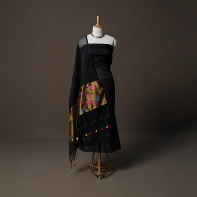 Handwoven Phulia Jamdani Muslin Silk 2pc Unstitched Dress Material Kurta Set 66