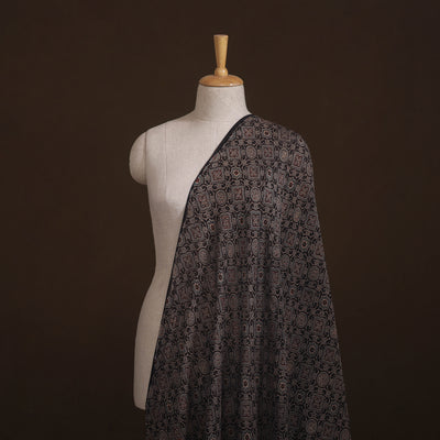 Ajrakh Hand Block Prints Pure Handloom Chanderi Silk Fabric of Kutch 10