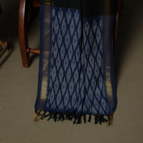 Blue - Pochampally Ikat Weave 3pc Cotton Unstitched Dress Material Suit Set 35