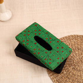 Green - handcrafted bengal kantha work tissue box 10