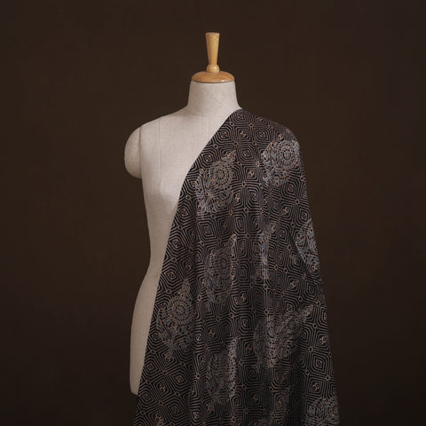 Ajrakh Hand Block Prints Pure Handloom Chanderi Silk Fabric of Kutch 08