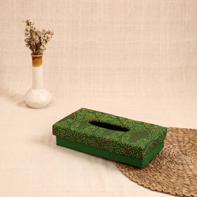Green - handcrafted bengal kantha work tissue box 03