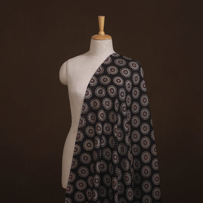 Ajrakh Hand Block Prints Pure Handloom Chanderi Silk Fabric of Kutch 07