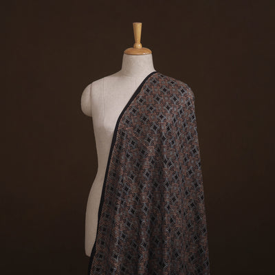 Ajrakh Hand Block Prints Pure Handloom Chanderi Silk Fabric of Kutch 06