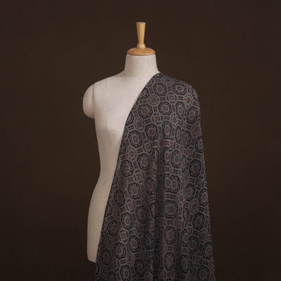 Ajrakh Hand Block Prints Pure Handloom Chanderi Silk Fabric of Kutch 03