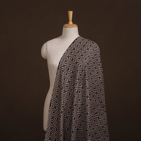 Ajrakh Hand Block Prints Pure Handloom Chanderi Silk Fabric of Kutch 02
