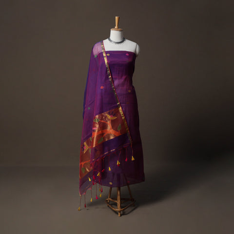 Handwoven Phulia Jamdani Muslin Silk 2pc Unstitched Dress Material Kurta Set 68
