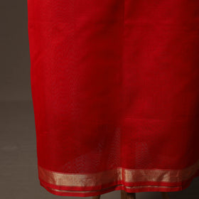 Red - 2pc Handloom Maheshwari Silk Unstitched Dress Material Kurta Set 25