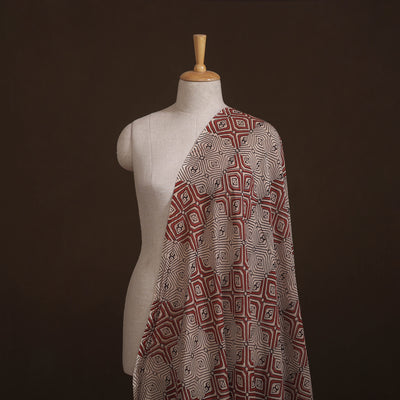 Ajrakh Hand Block Prints Pure Handloom Chanderi Silk Fabric of Kutch 01