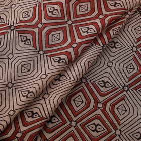 Ajrakh Hand Block Prints Pure Handloom Chanderi Silk Fabric of Kutch 01