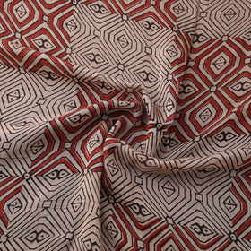 Ajrakh Hand Block Prints Pure Handloom Chanderi Silk Fabric of Kutch 01