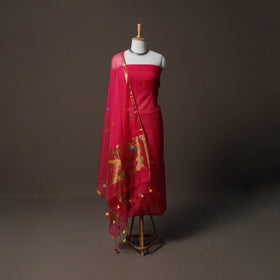 Handwoven Phulia Jamdani Muslin Silk 2pc Unstitched Dress Material Kurta Set 69