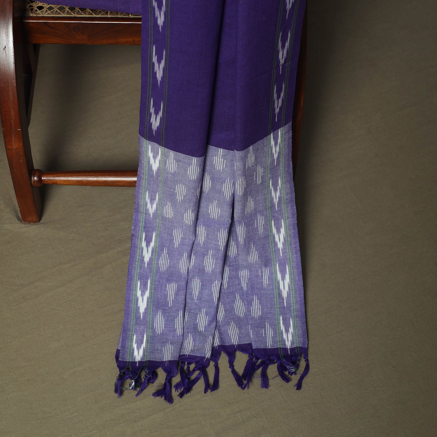 Purple - Pochampally Ikat Weave 3pc Cotton Unstitched Dress Material Suit Set 36