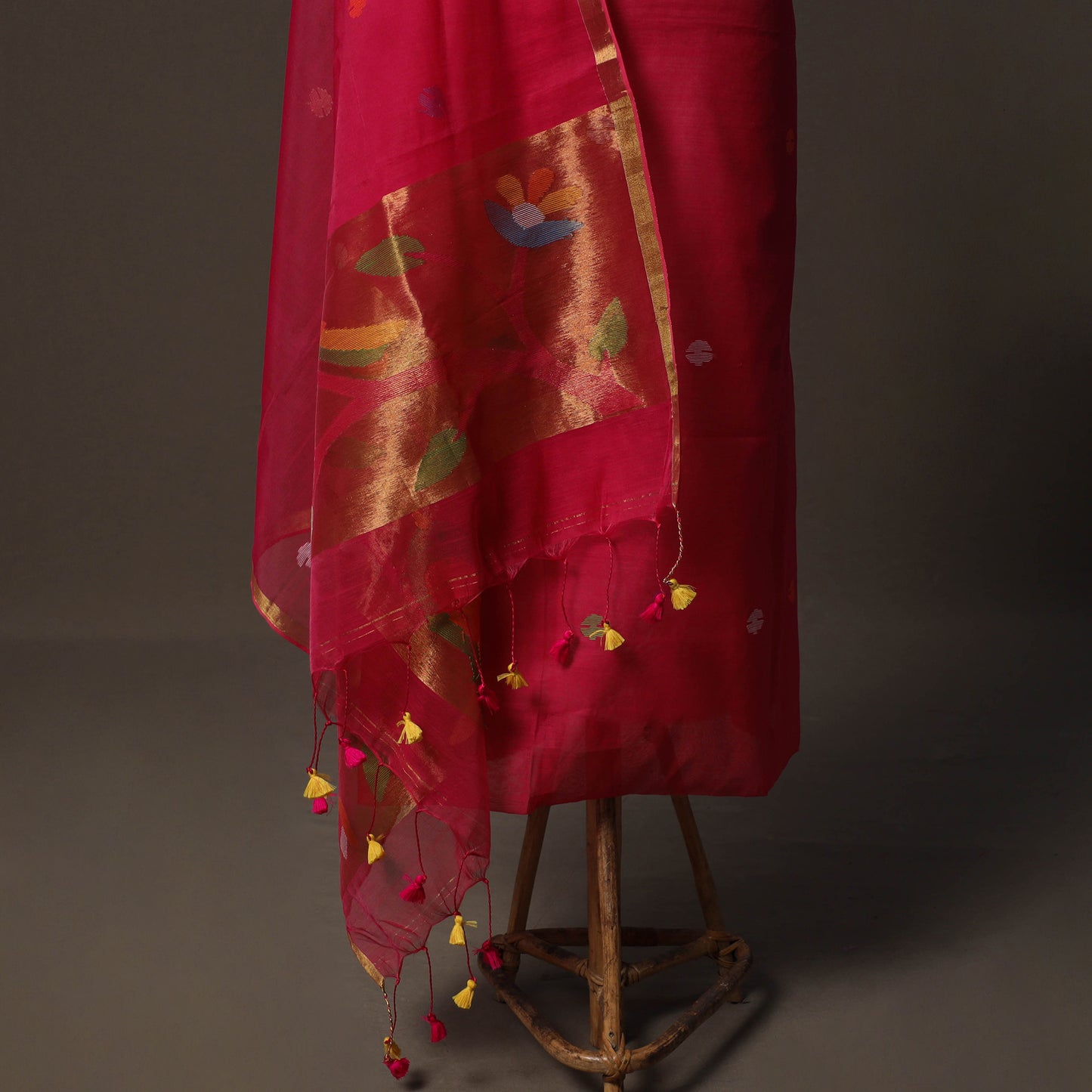 Handwoven Phulia Jamdani Muslin Silk 2pc Unstitched Dress Material Kurta Set 69