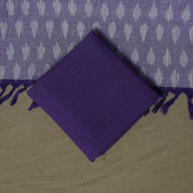 Purple - Pochampally Ikat Weave 3pc Cotton Unstitched Dress Material Suit Set 36