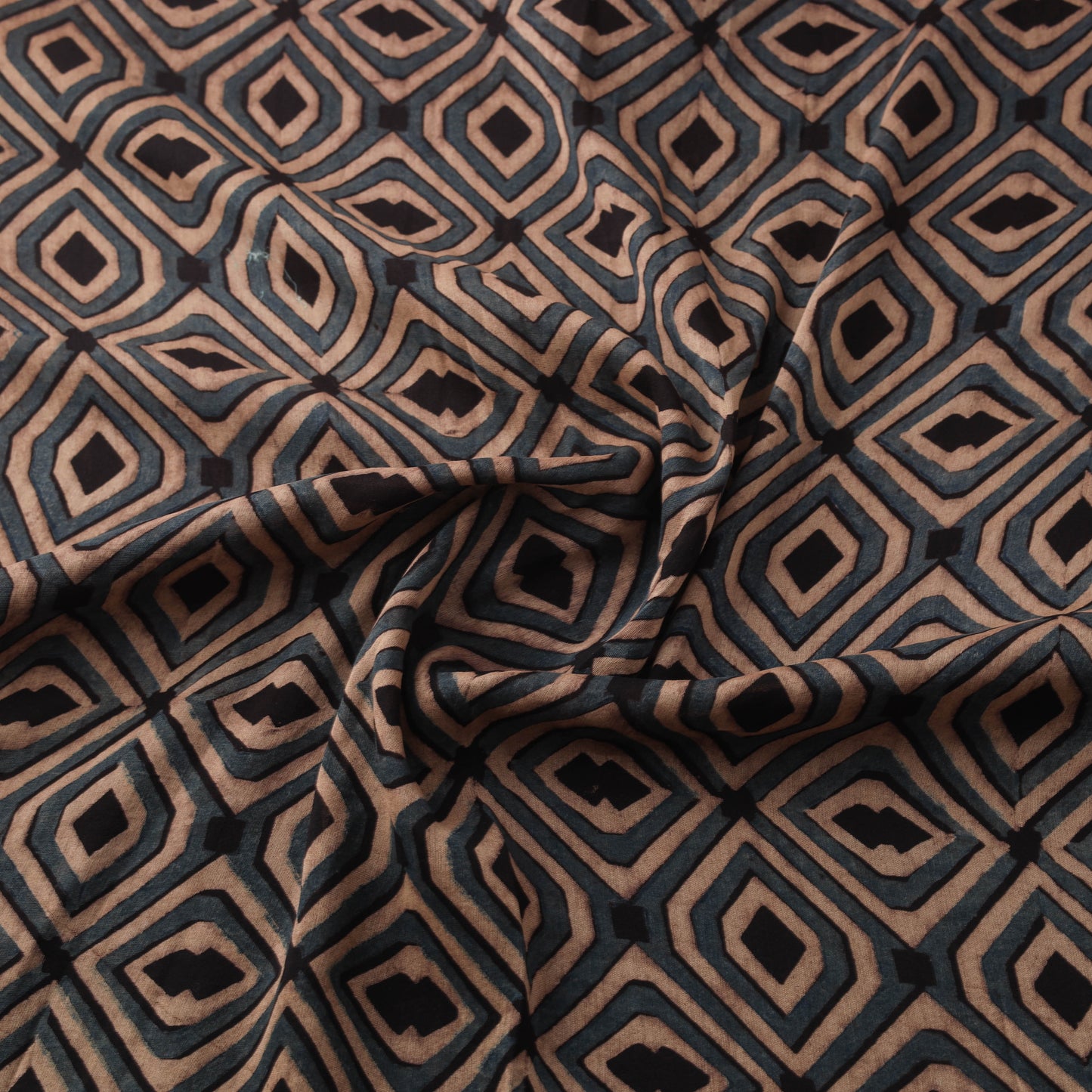 Ajrakh Hand Block Prints Pure Handloom Chanderi Silk Fabric of Kutch 02