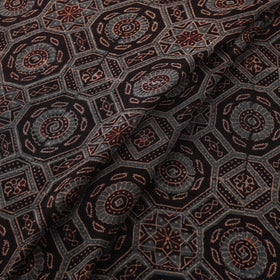 Ajrakh Hand Block Prints Pure Handloom Chanderi Silk Fabric of Kutch 03