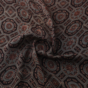Ajrakh Hand Block Prints Pure Handloom Chanderi Silk Fabric of Kutch 03