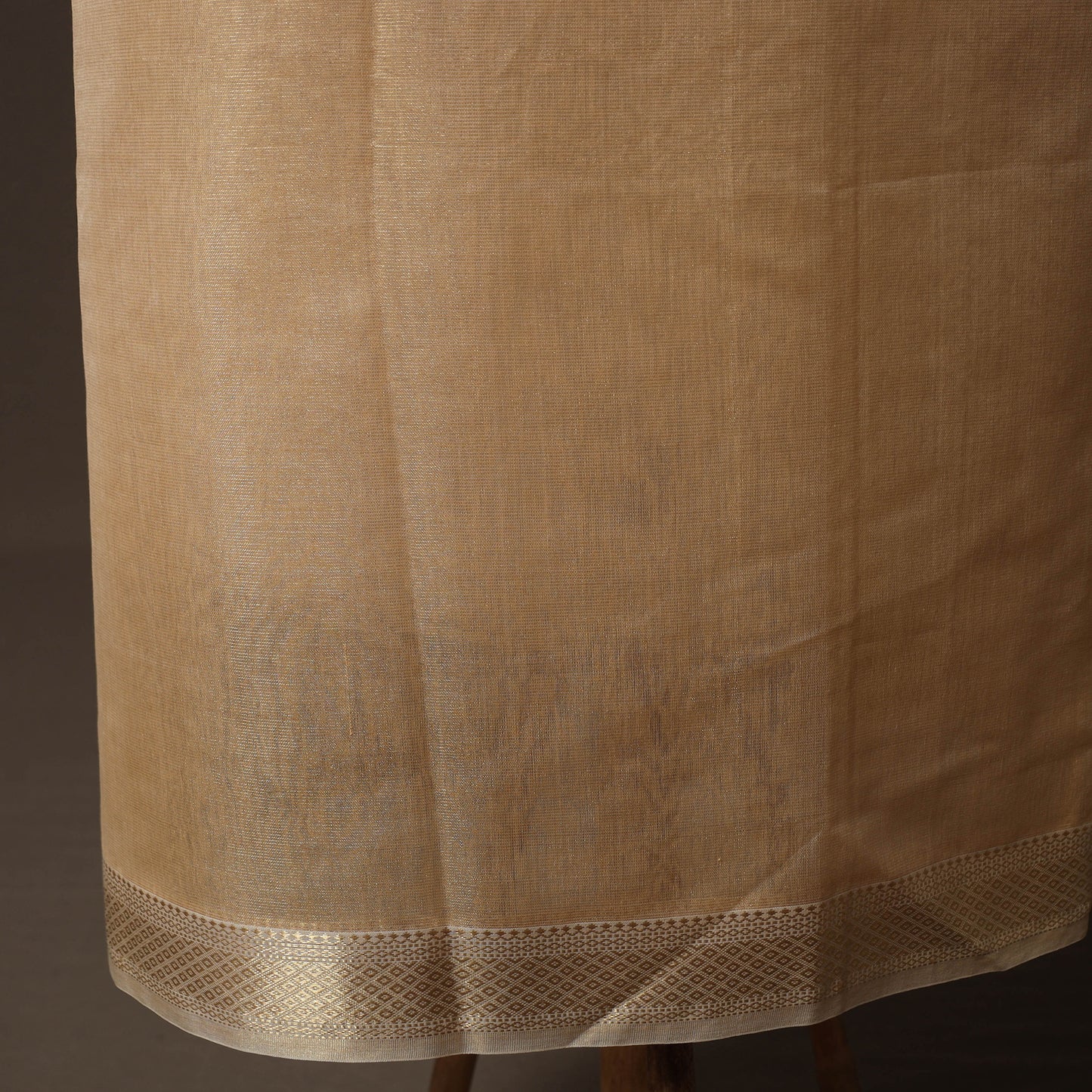 Brown - 2pc Handloom Tissue Zari Maheshwari Silk Unstitched Dress Material Kurta Set 28