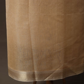 Brown - 2pc Handloom Tissue Zari Maheshwari Silk Unstitched Dress Material Kurta Set 28