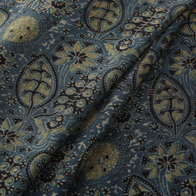 Ajrakh Hand Block Prints Pure Handloom Chanderi Silk Fabric of Kutch 04
