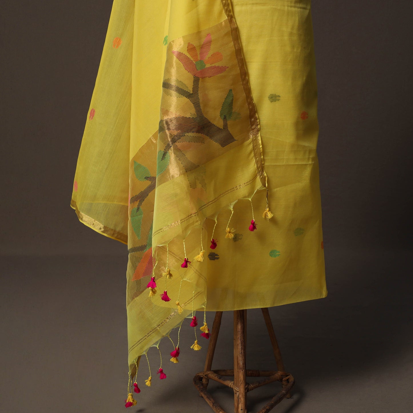 Handwoven Phulia Jamdani Muslin Silk 2pc Unstitched Dress Material Kurta Set 71