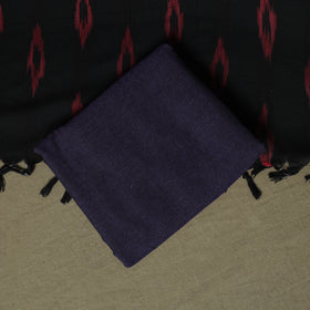 Black - Pochampally Ikat Weave 3pc Cotton Unstitched Dress Material Suit Set 38