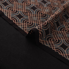 Ajrakh Hand Block Prints Pure Handloom Chanderi Silk Fabric of Kutch 06