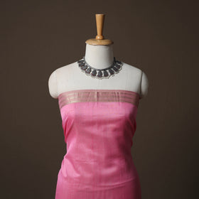 Pink - 2pc Handloom Maheshwari Silk Unstitched Dress Material Kurta Set with Zari Border 31