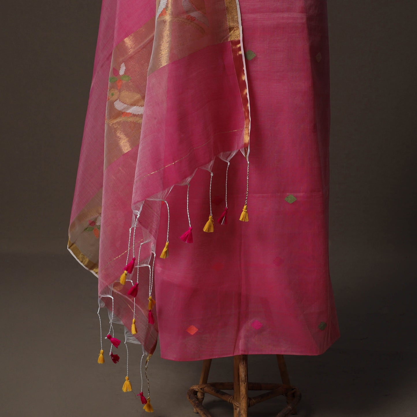 Handwoven Phulia Jamdani Muslin Silk 2pc Unstitched Dress Material Kurta Set 73
