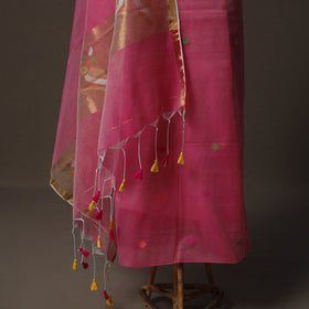 Handwoven Phulia Jamdani Muslin Silk 2pc Unstitched Dress Material Kurta Set 73