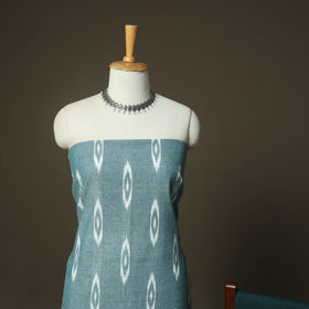 Green - Pochampally Ikat Weave 3pc Cotton Unstitched Dress Material Suit Set 40