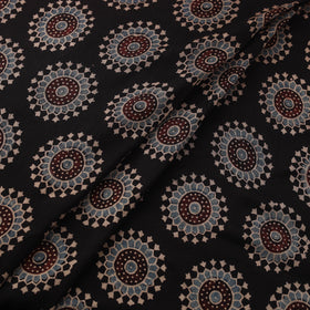 Ajrakh Hand Block Prints Pure Handloom Chanderi Silk Fabric of Kutch 07