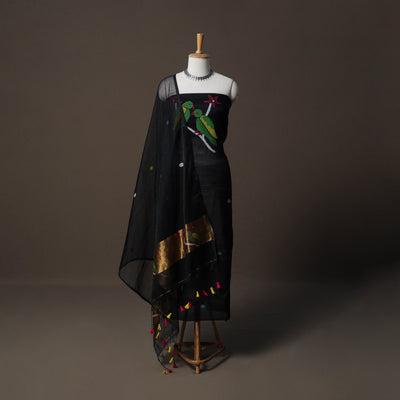 Handwoven Phulia Jamdani Muslin Silk 2pc Unstitched Dress Material Kurta Set 74