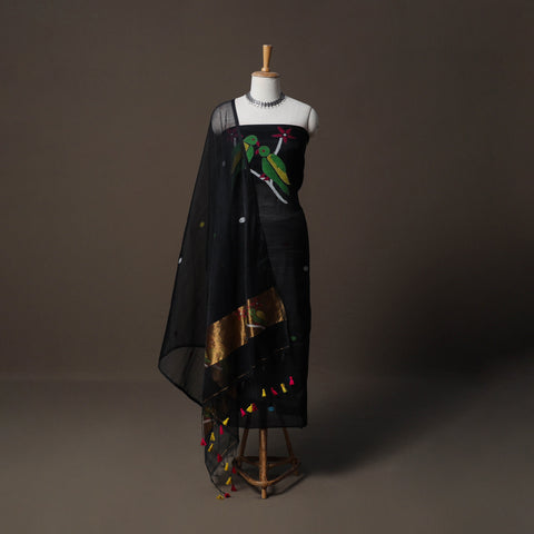 Handwoven Phulia Jamdani Muslin Silk 2pc Unstitched Dress Material Kurta Set 74