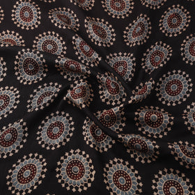 Ajrakh Hand Block Prints Pure Handloom Chanderi Silk Fabric of Kutch 07